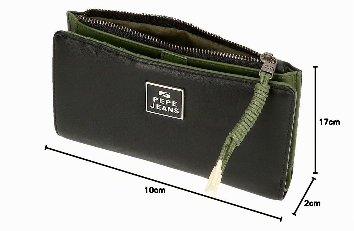 Pepe Jeans Bea Cartera con Tarjetero Negro 17x10x2 cms Piel sintética