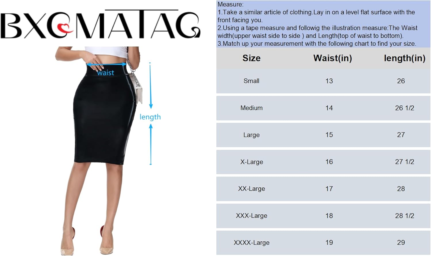 Faux Leather Stretch Skirt for Woman High Waisted Leather Bodycon Under Knee Length Pencil Skirt - Image 7
