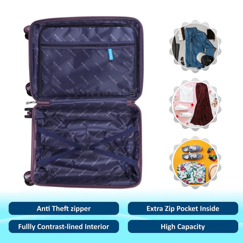 Image of Polo Class Trolley Bag 28 INCH with Vanity Trolley Bag | Polypropylene Material with 360-Degree Rotating Wheels | Number Lock & Securitec Zipper -Purple