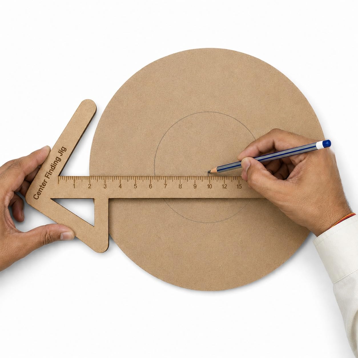 Sippu Center Finding Jig for Mandala Artists, Wooden Ruler Tool for Dot Painting, Symmetry Layout Aid