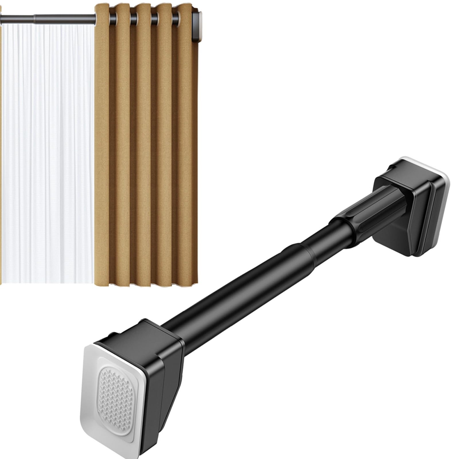 GLDYTVF Adjustable Curtain Rod No Drill Extendable Curtain Pole for Windows & Cabinets Flexible Black Curtain Rod 160-250CM Easy Install Modern Home Décor.
