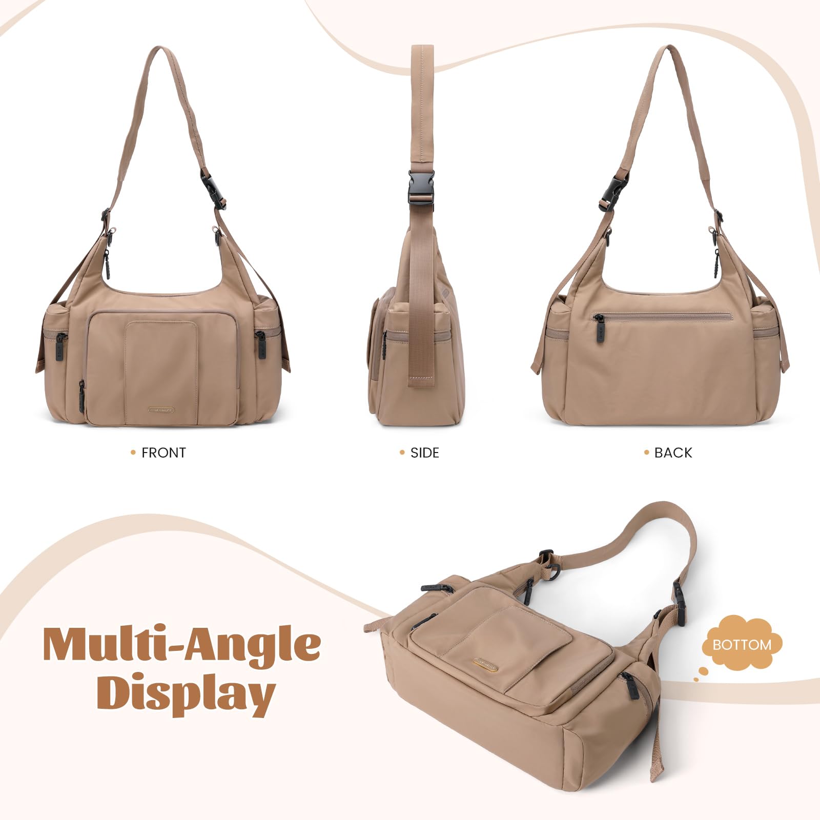 Torba na pieluchy 14 l, torba na pieluchy o dużej pojemności, torba szpitalna crossbody dla mamy