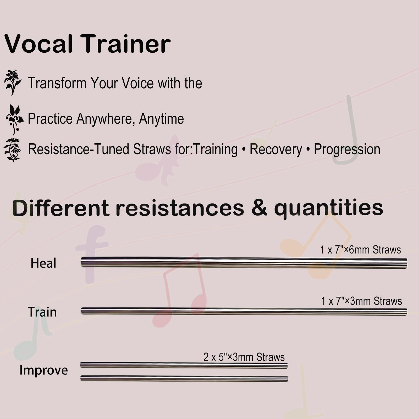 Singing Straw Vocal Trainer Kit - 4 Metall Strohhalme SOVT Tool mit Reinigungsbürste & Bambus Travel Tube Gesangstrainer für Gesang Stimmtraining Therapie Hilfe Tragbar für Sänger Lautsprecher Trainer