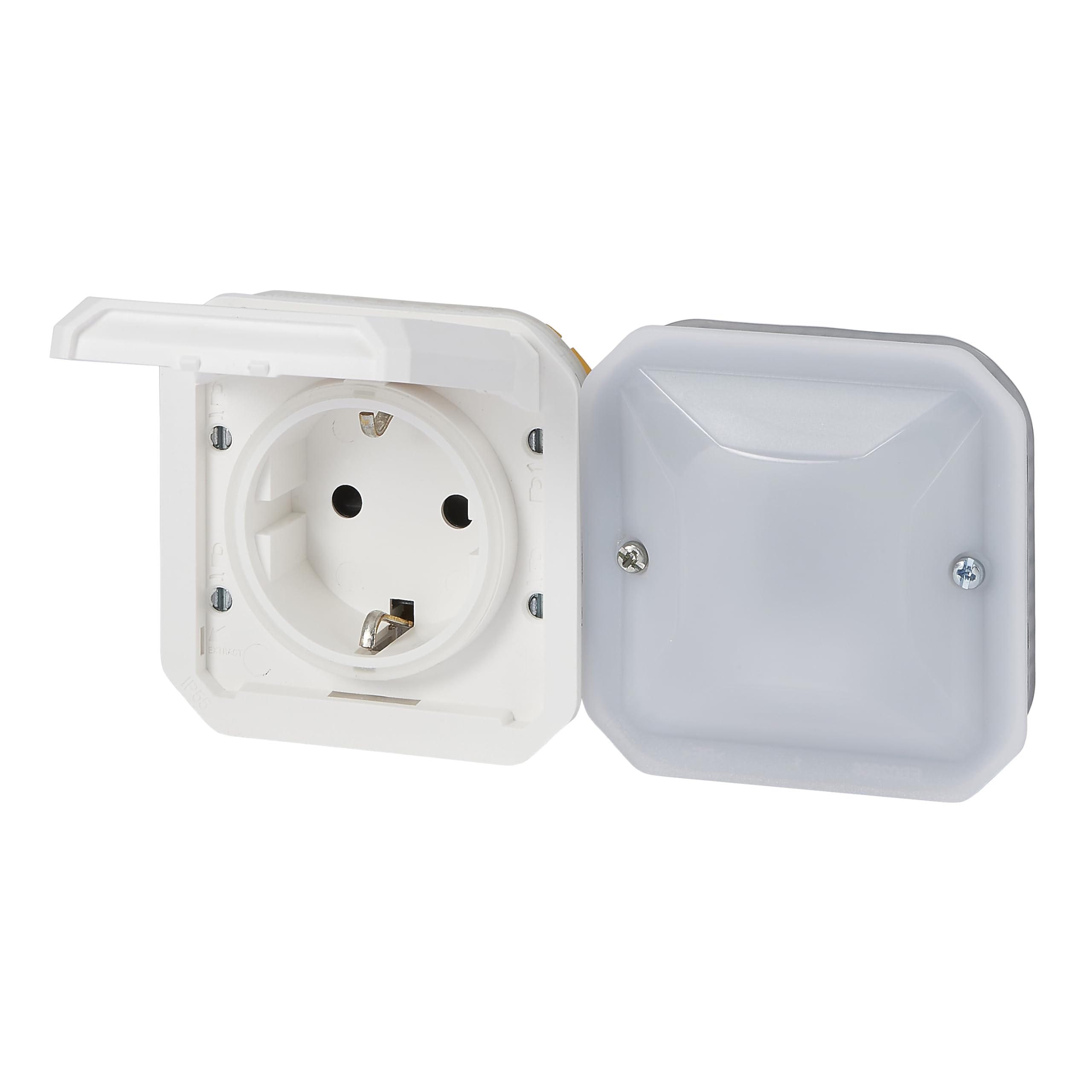 LEGRAND, Plexo New Connected-Feuchtraum-Steckdose, Smart-Home, Aufputz-Steckdose, Schuko-Standard, Home+Control-App, IP44 - IK07 staub- und schmutzbeständig, 16 A, 3680 W, Farbe: Weiß, 069887L
