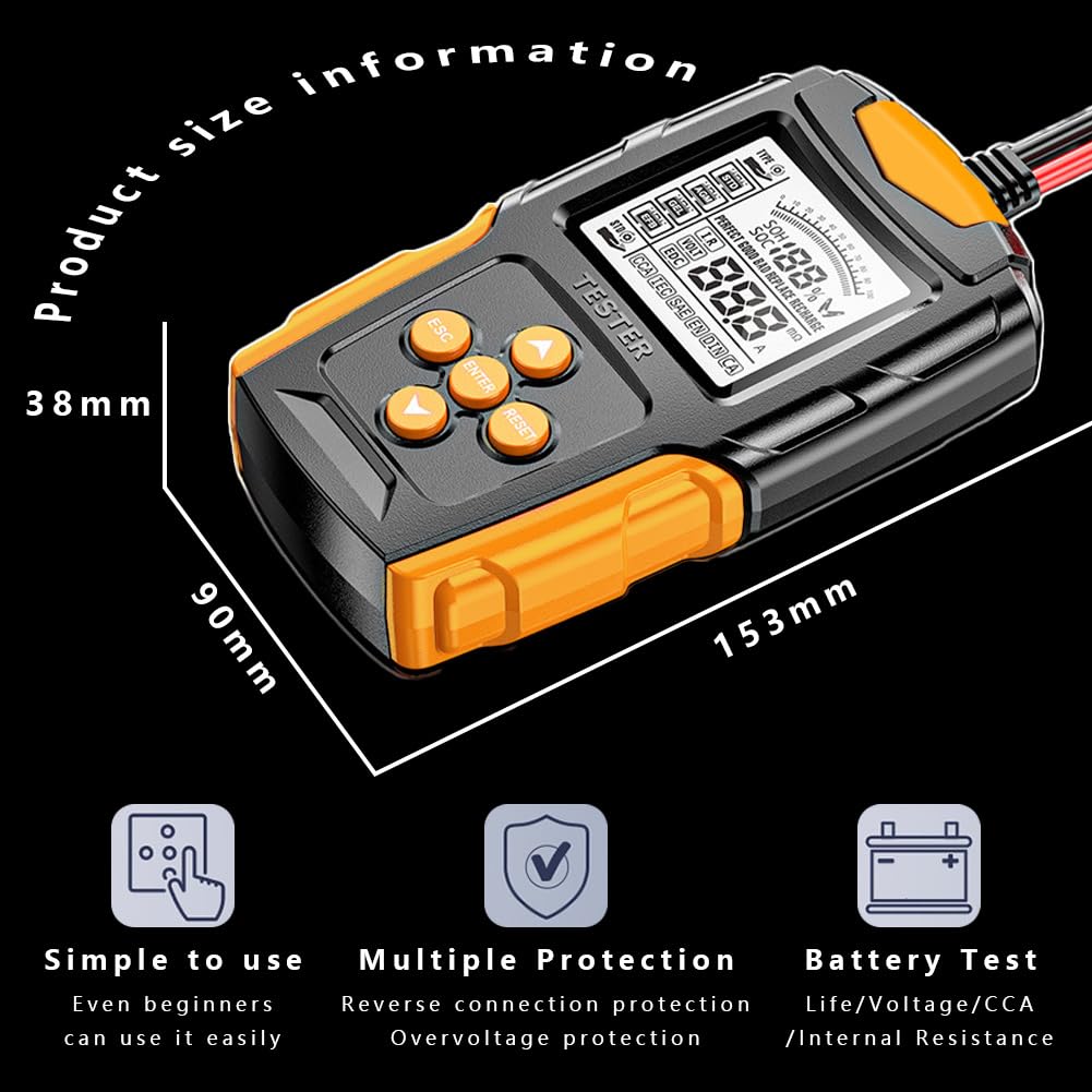 Tester Batteria Auto per Audi RS4 RS5 RS Q8 E-Tron F3, Portatile Batteria Tester Resistenza Interna Compatto e Facile da Usare per Automobilistiche