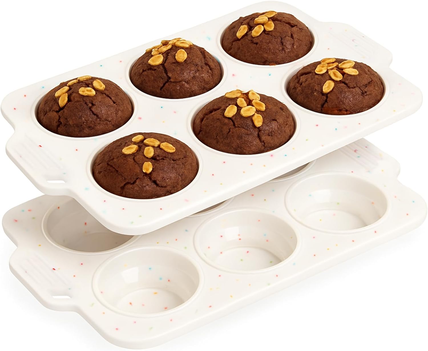 Molde de silicona para magdalenas para hornear, molde plegable para magdalenas con marco reforzado de metal, moldes de silicona antiadherentes para