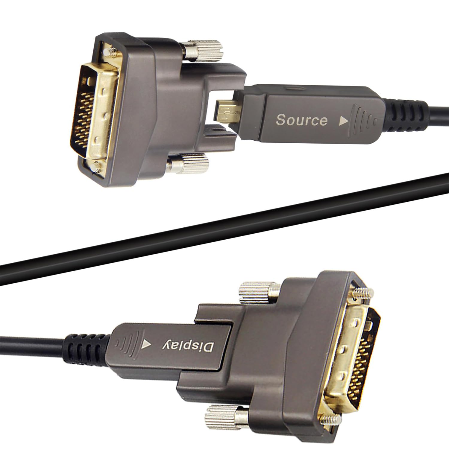 Micro HDMI + DVI D 20ft 4K Adapters Cable, Fiber Optic, Detachable, HDMI Type D to DVI 18Gbps Ultra Speed, Slim Flexible, Long Extended, for Projector TV Xbox PS Camera