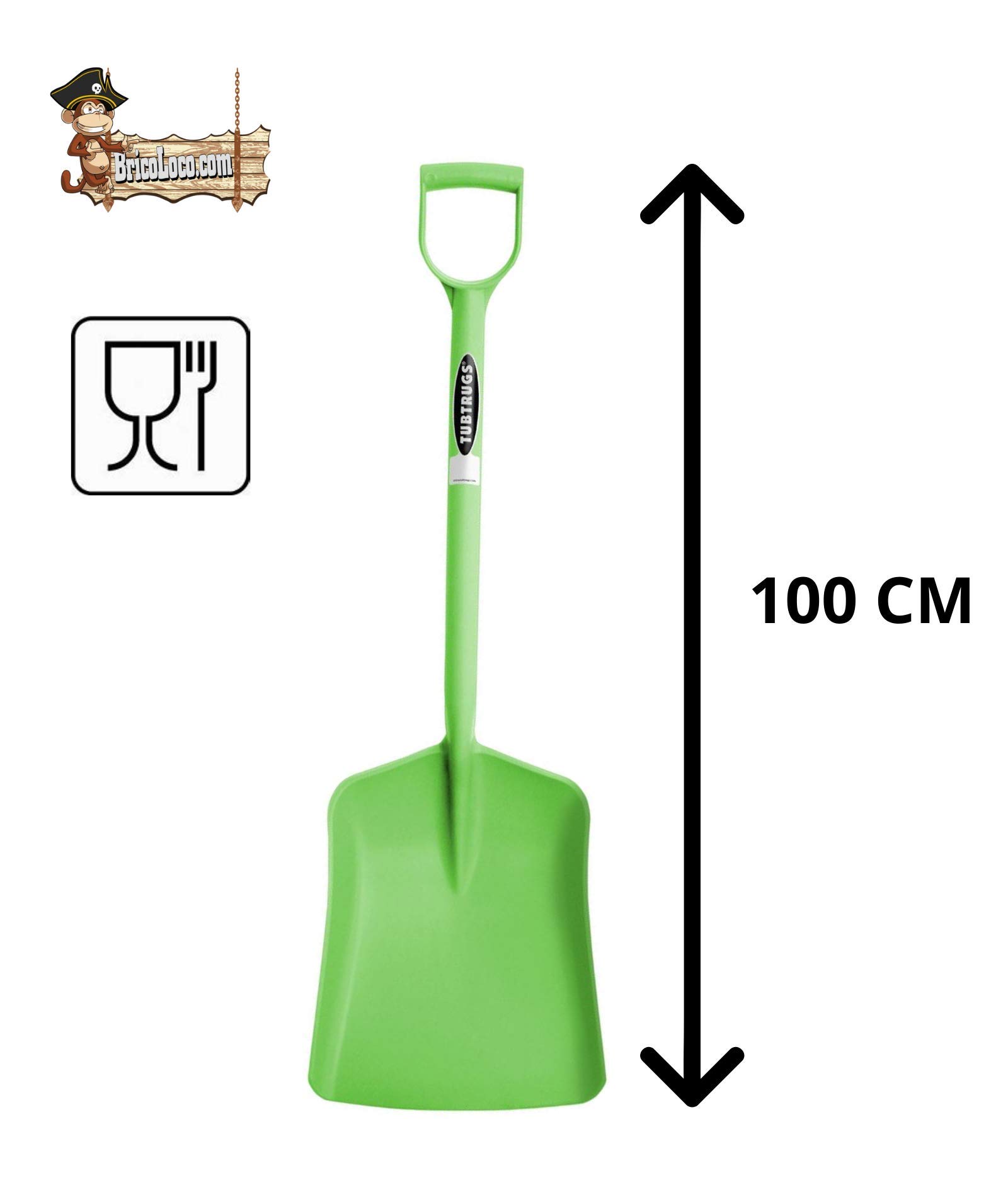 BricoLoco Pala jardinería cuadrada. Jardín, arenero gato, nieve. Multiusos. Ligera, resistente. Fabricada en una sóla pieza. Certificación alimentaria. (PISTACHO)