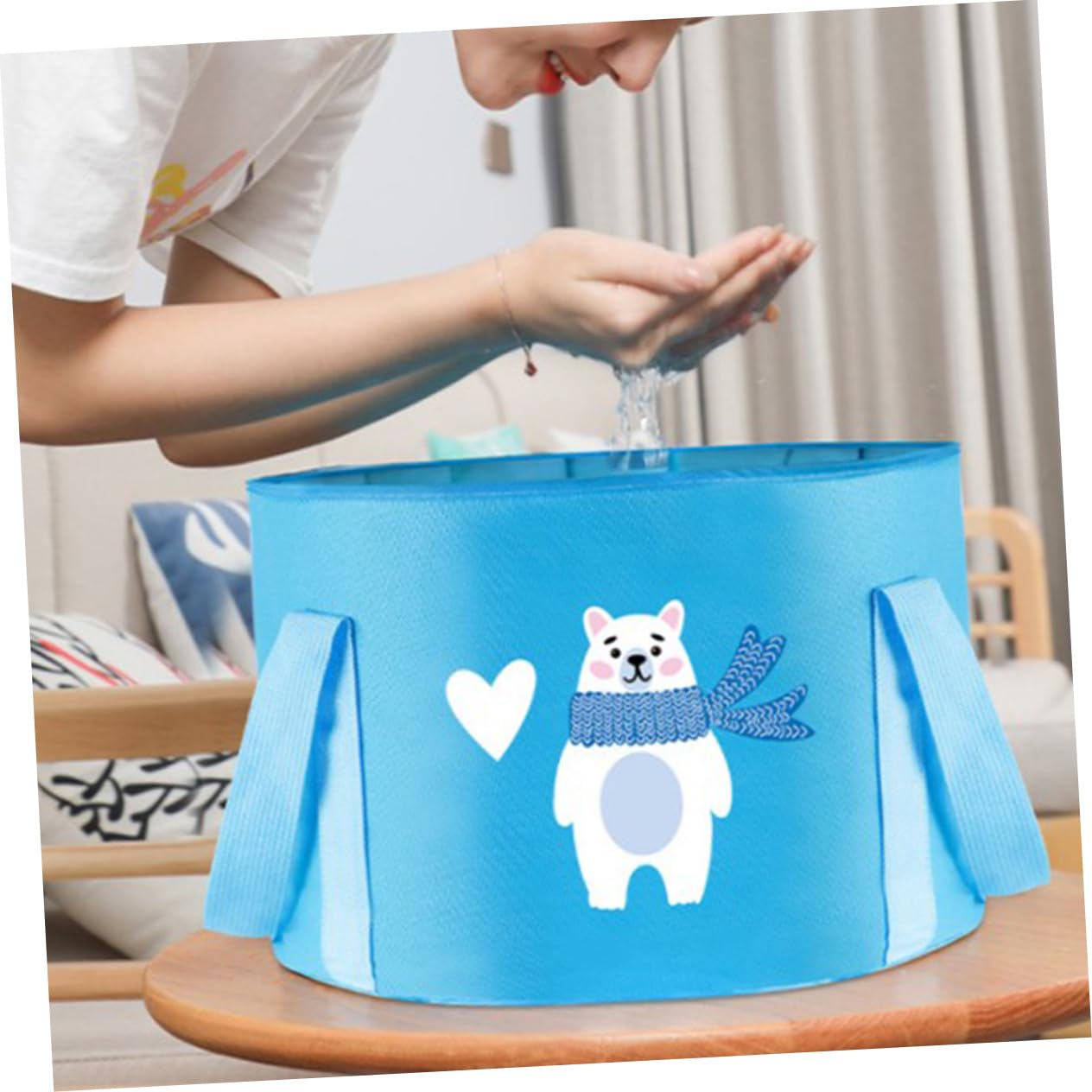 Totority Portable Collapsible Foot Soaking Bucket Bear with Storage Bag Water Basin for Camping Outdoor Activities and Home Use