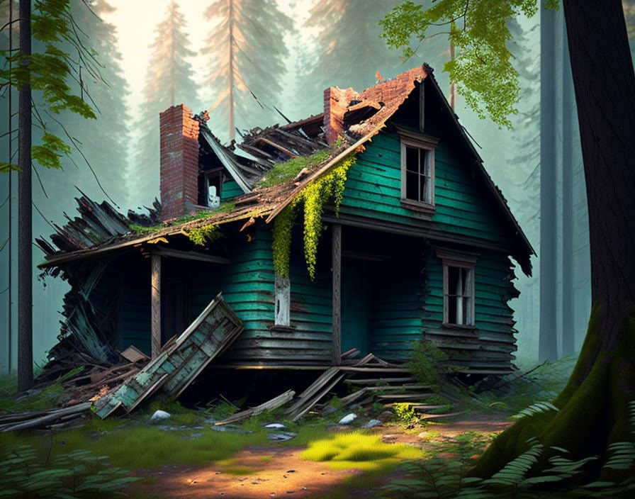 Affiches photos de forêt et maison abandonnée pour salon cozy Meechi