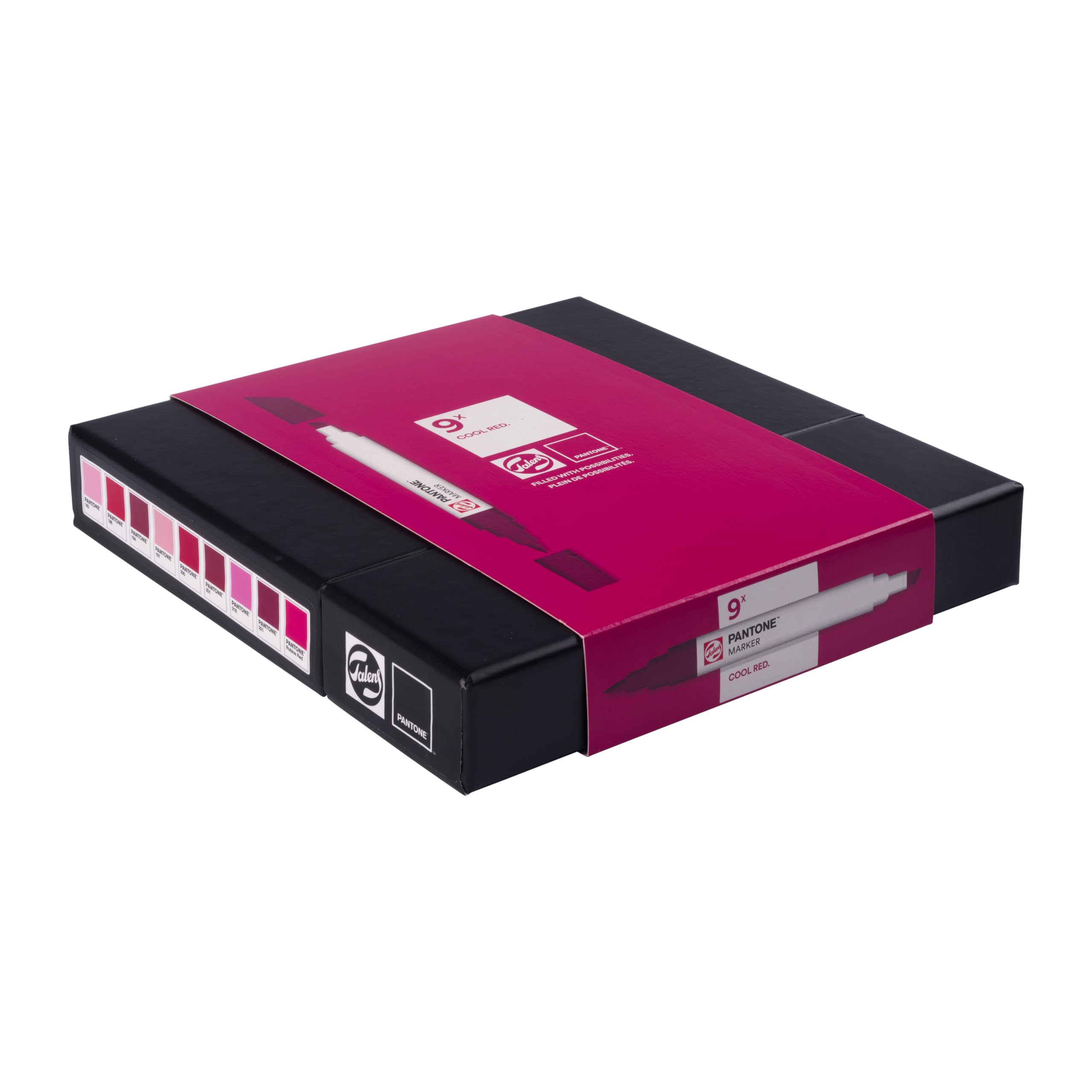 Set 9 Marker Pantone Talens - Doppia Punta Pennello/Scalpello Colori Warm Red