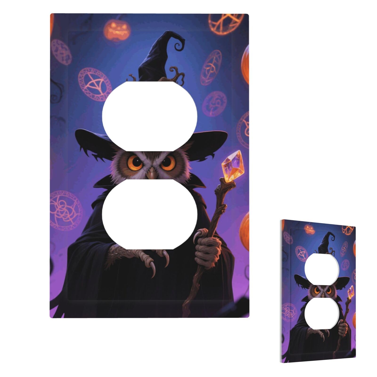 Halloween Owl Pumpkin Wall Plate Cover Modern Decorative 1 Gang Light Switch Cover Unbreakable Receptacle Outlet Covers For Living Room Bedroom Home Decor Duplex