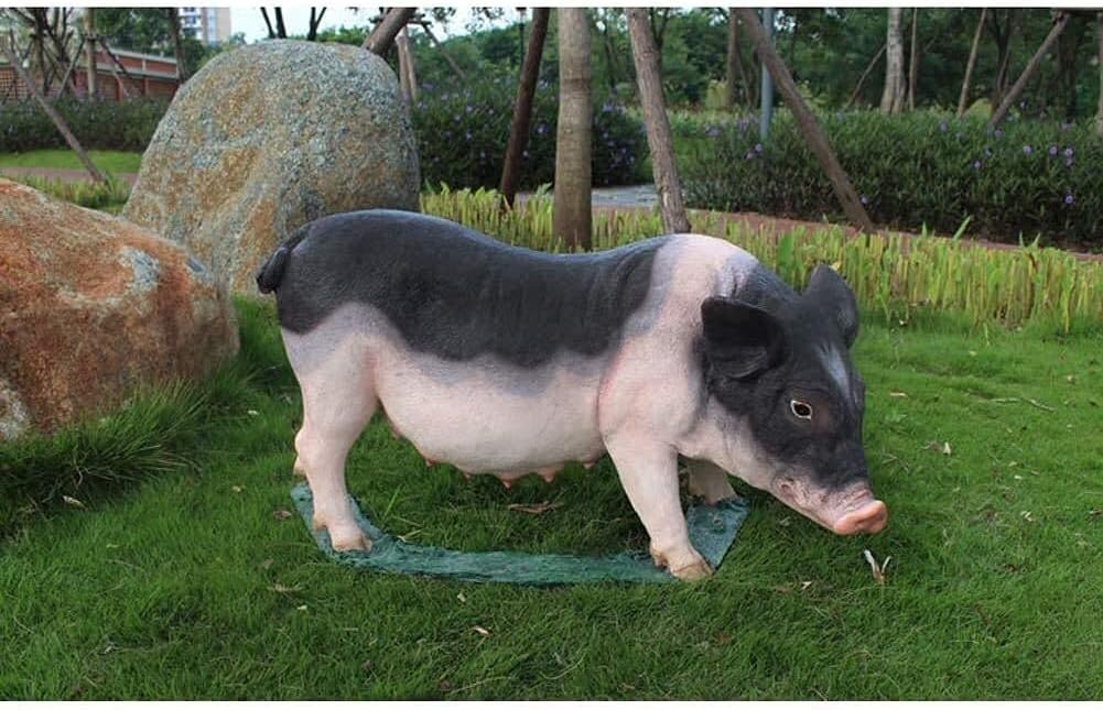Garden Statues and Sculptures Outdoor Pig Statue Ornaments Outdoor Garden FRP Sculpture Home Decoration Sow Animal Model Collection Gifts