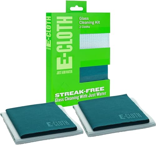 E-Cloth Window Cleaning Cloth and Glass Cleaning Cloth Microfiber Towel Cleaning Kit for Windows, Streak-Free Windows with just Water, Car Windshield, Mirrors - Winter Green - 2pack