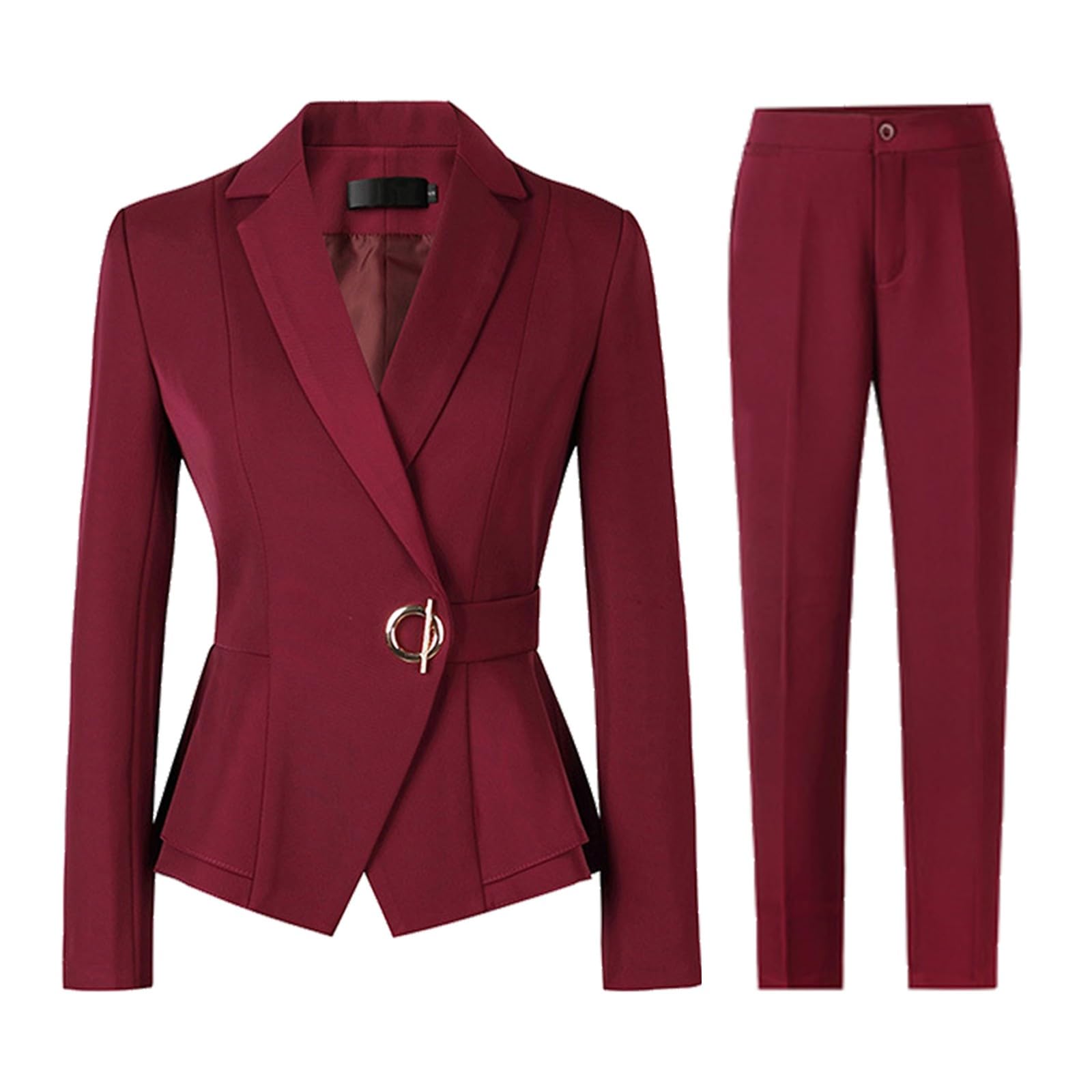 Completo Sportivo Inverno con Risvolto Dentellato, Set di Pantaloni da da Lavoro da Ufficio Slim Fit con Un Bottone Jogging Completa