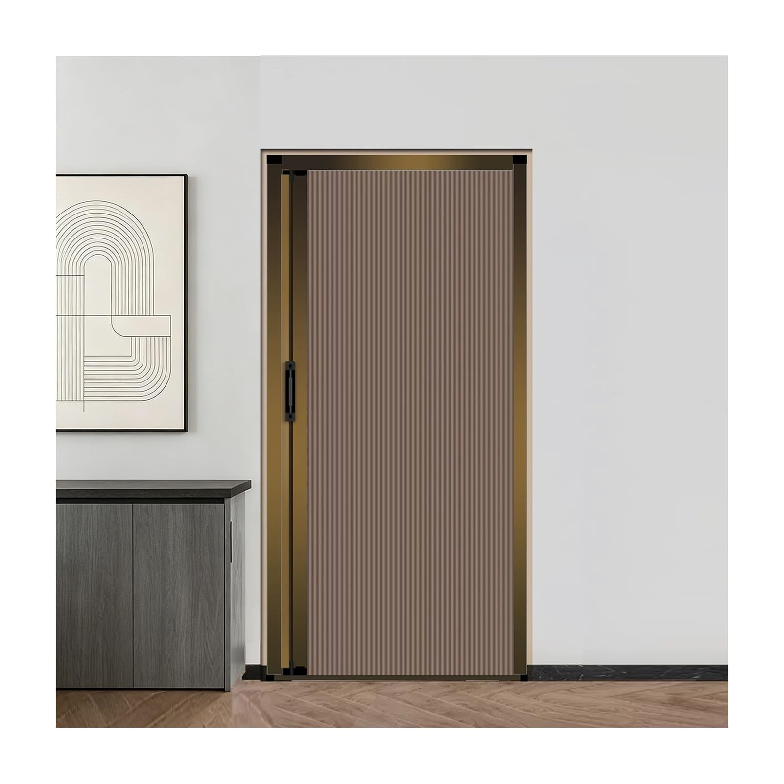 Kphymod Brown No Drilling Retractable Temporary Accordion Door, Lightweight Honeycomb Partition, Easy Install Privacy Divider For Bedroom Pantry(,80X210cm)