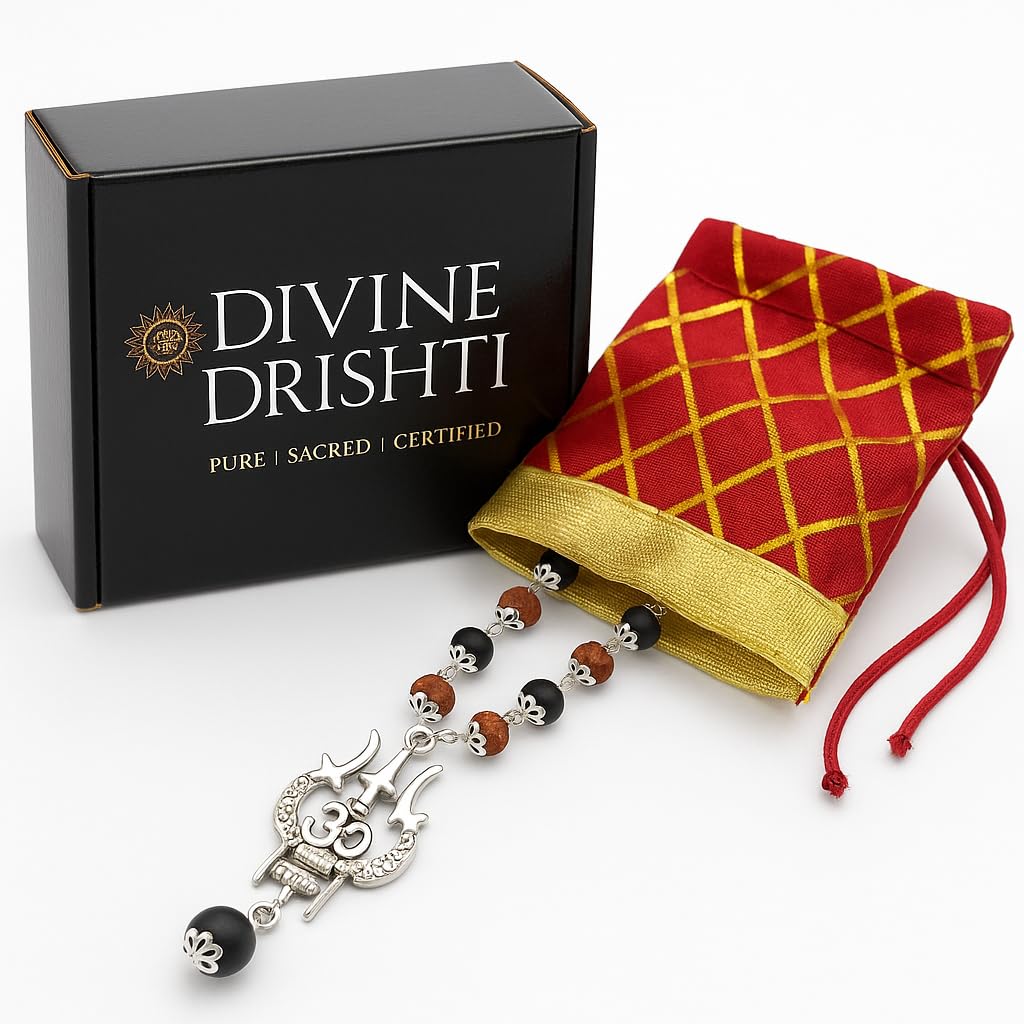OM Shiva Trishool Divya raksha rudraksha & karungali mala with Govt. Certification (54 Bead) | Silver Capped Natural Energy Mala for Positive Vibes-picture-14