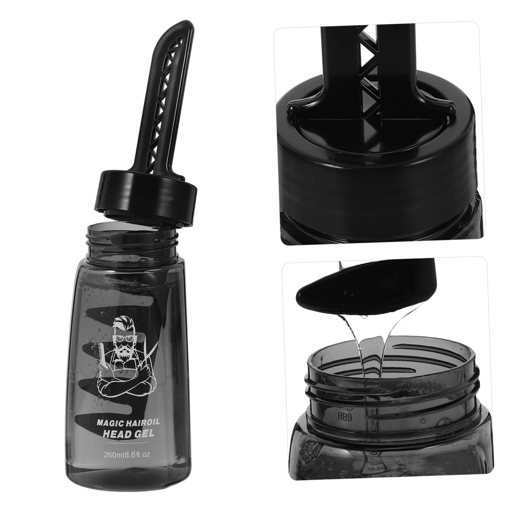 Gel Moldeador para Cabello con Peine Aplicador, Pack de 3 Unidades de 260 Ml, Envase Plástico Duradero para Peinar Hombres en Casa