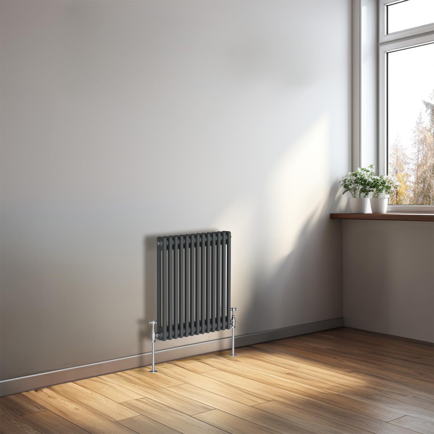 NRG 600x605 Cast Iron Horizontal Radiator Anthracite 2 Column Central Heating Rads