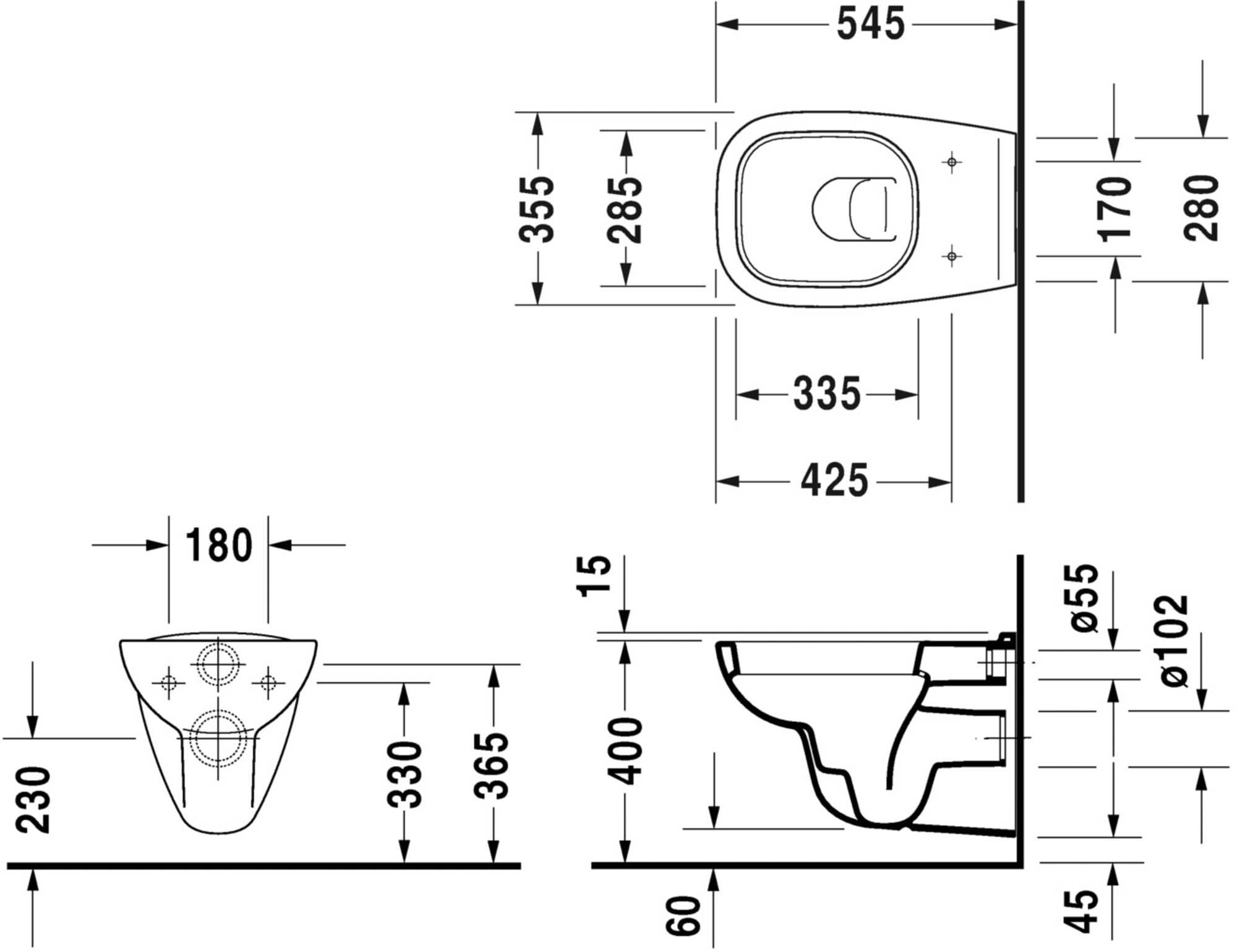 Duravit 45700900A1 inodoro - Sanitario (Blanco)