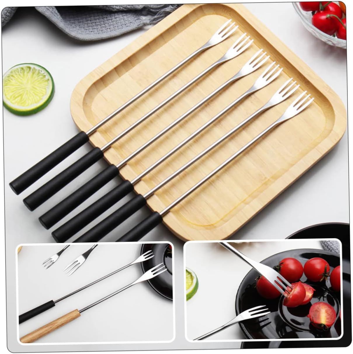 BESTOYARD 60 Pcs Chocolate Fondue Fork Dessert Fork Pp Stainless Steel