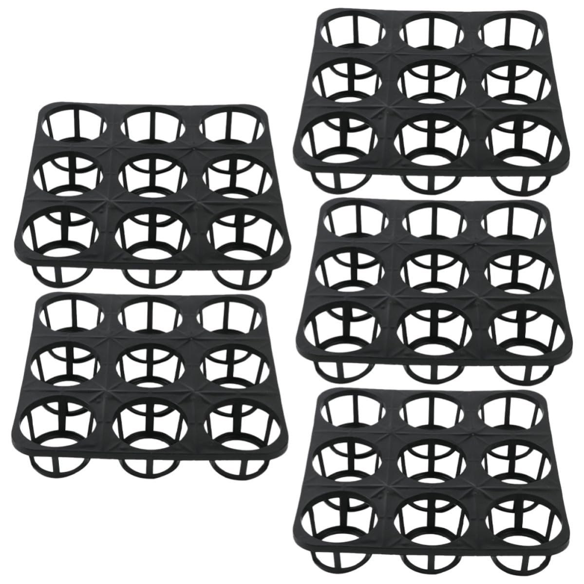 Homoyoyo Support pour Pot de Pépinière Noir en Plastique 5pcs Trous Ronds, Plateau de Germination pour Jardin et Culture en Extérieur