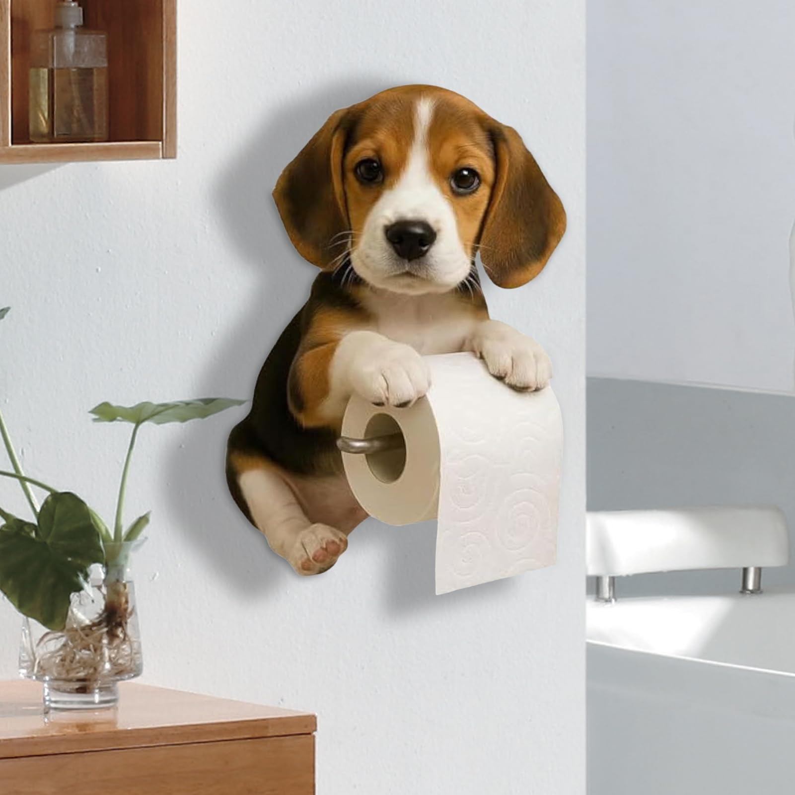Portarrollos De Papel con Perro Estante De Pared Almacenamiento Y
