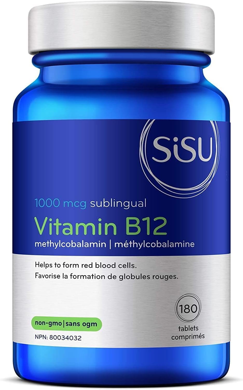 Sisu Vitamin B12 1000 mcg Methylcobalamin Sublingual Tablets, Unflavoured, 180 Tablets, Supports Energy Metabolism and Red Blood Cell Formation