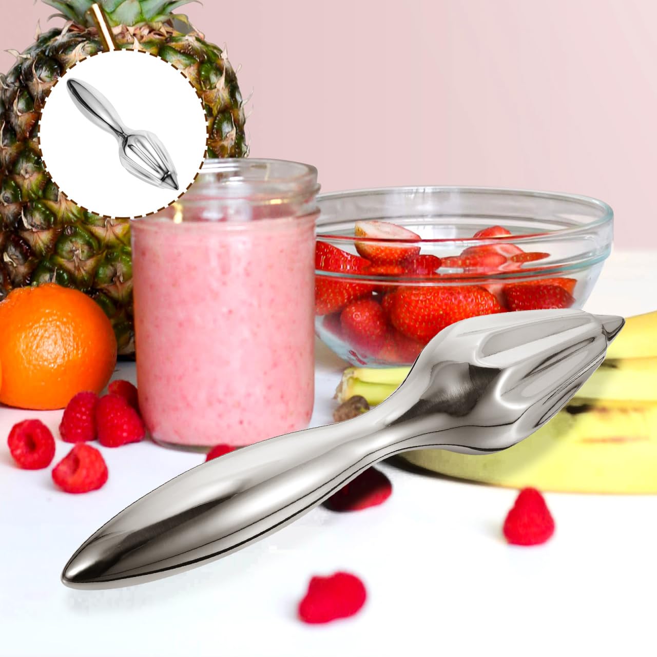 IMIKEYA Stainless Steel Citrus Reamer Lemon Hand Juicer Beech Wood Handheld Citrus Juicer Manual Lemon Juicer Easy to Hold Kitchen Juicing Tool Juice Reamer for Daily Home Bar Cafe Restaurant - Image 4