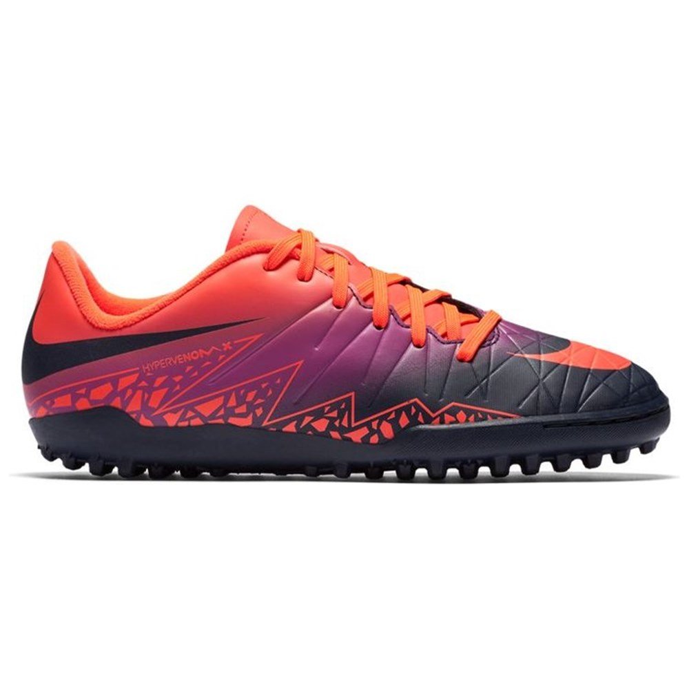 Nike Kids Jr Hypervenom Phelon II TF Soccer (Toddler/Little Kid/Big Kid) Total Crimson/Vivid Purple/Obsidian 1 Little Kid M