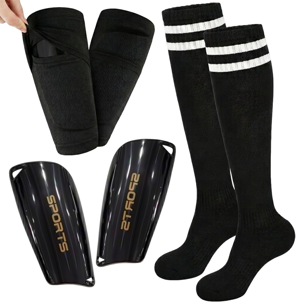 Kids Footable Shin Guards with Sleeves & Socks Set (L)