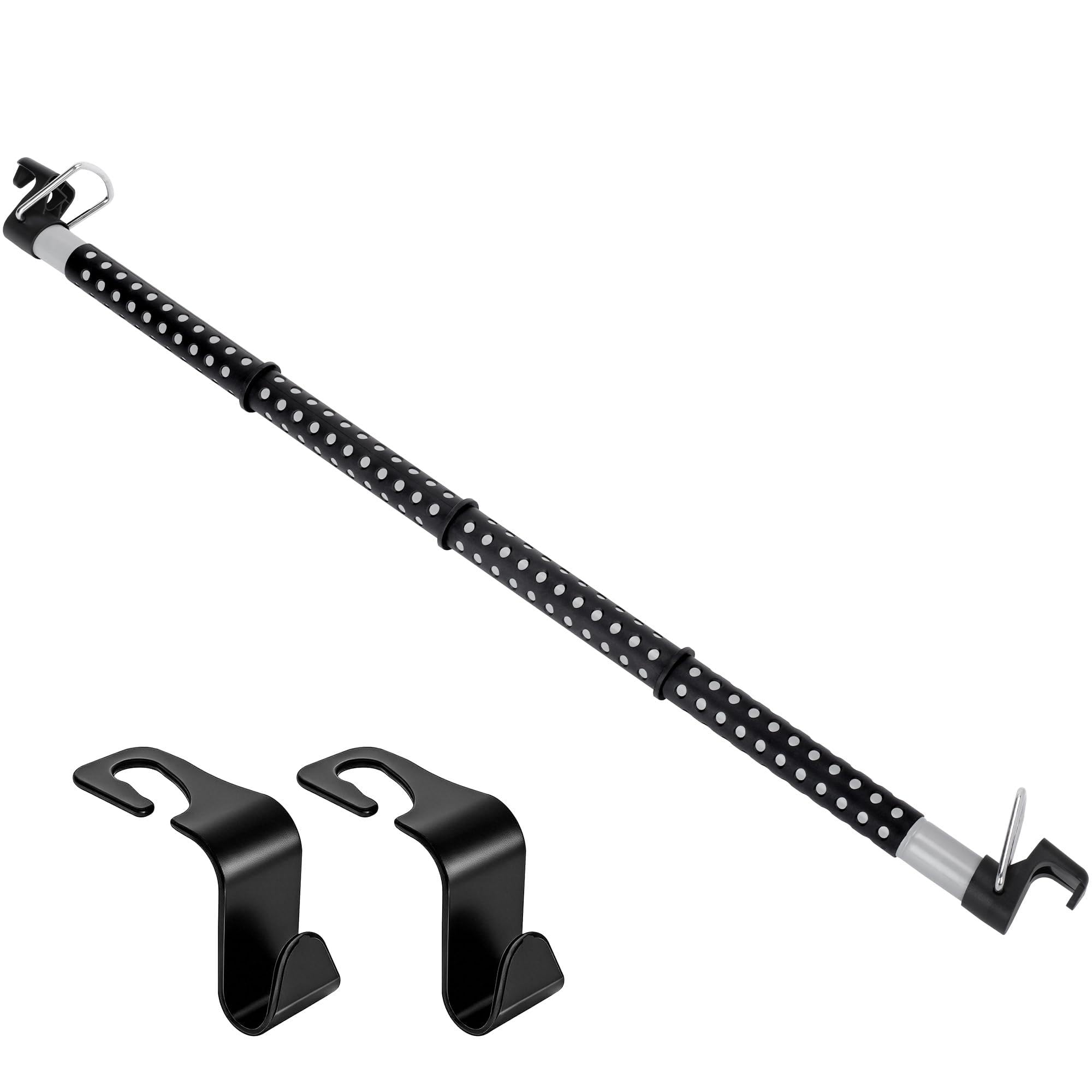 rloao Car Clothes Hanger Bar 91-164 cm and 2 Pcs Car Seat Hooks