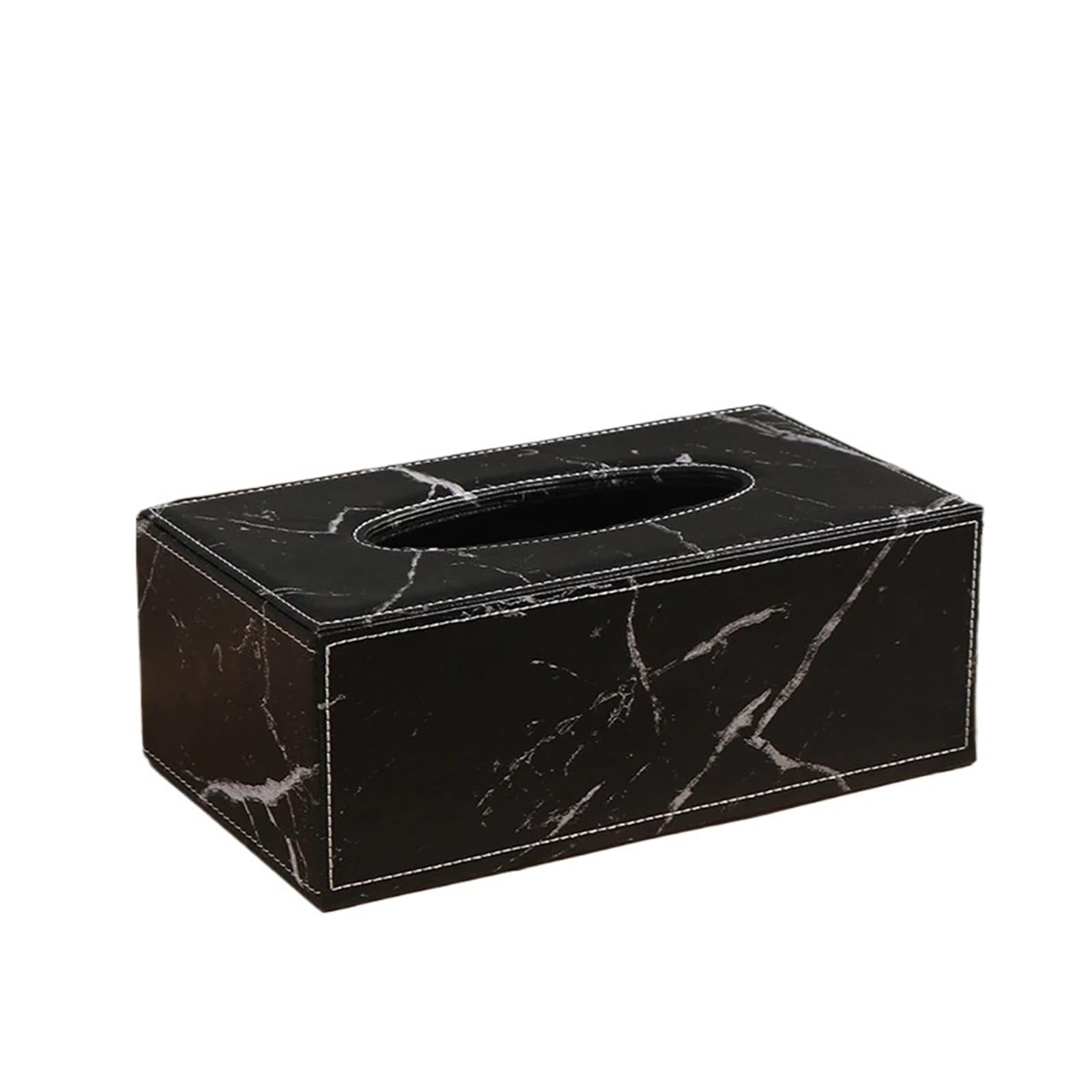 Eefpxwtz Black Household Square Tissue Box， Tissue Box Holder Multicolor Rectangle Faux Leather Marble Napkin Toilet Paper Dispenser(Black)