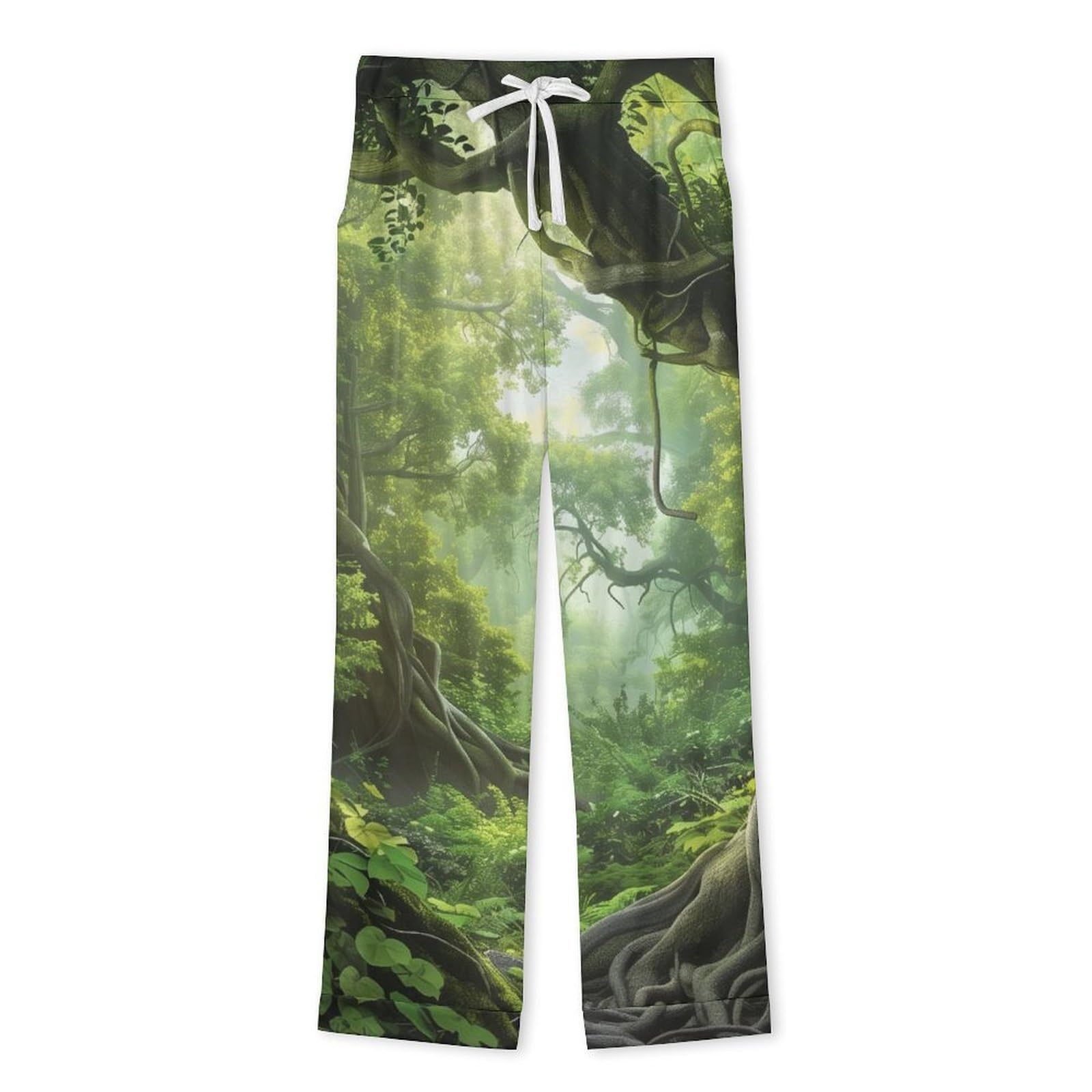 Pigiama Verde Uomo Cotone Primavera Foresta Antica Pigiama da Notte con Bottoni Pigiami Due Pezzi Maniche Lunghe Camicia e Pantaloni con Tasche
