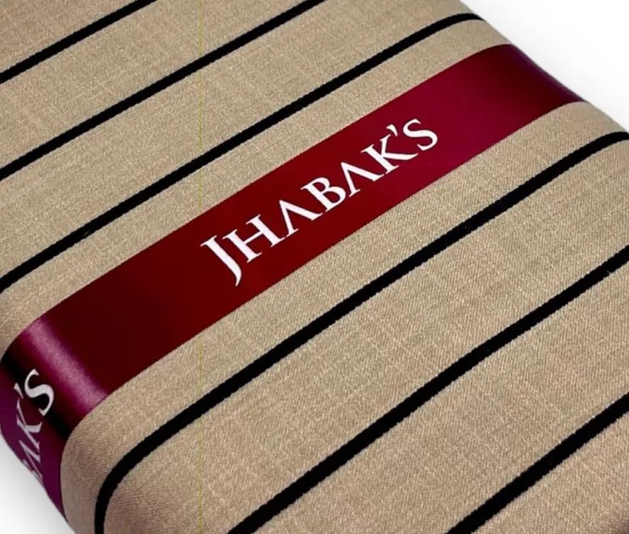 Image of JHABAK'S Unstitched Premium Cotton Blend Strip Shirt & Trouser Fabric - 2.25 Meter Shirt Cloth - 1.30 Meter Pant Piece (Set of 2)