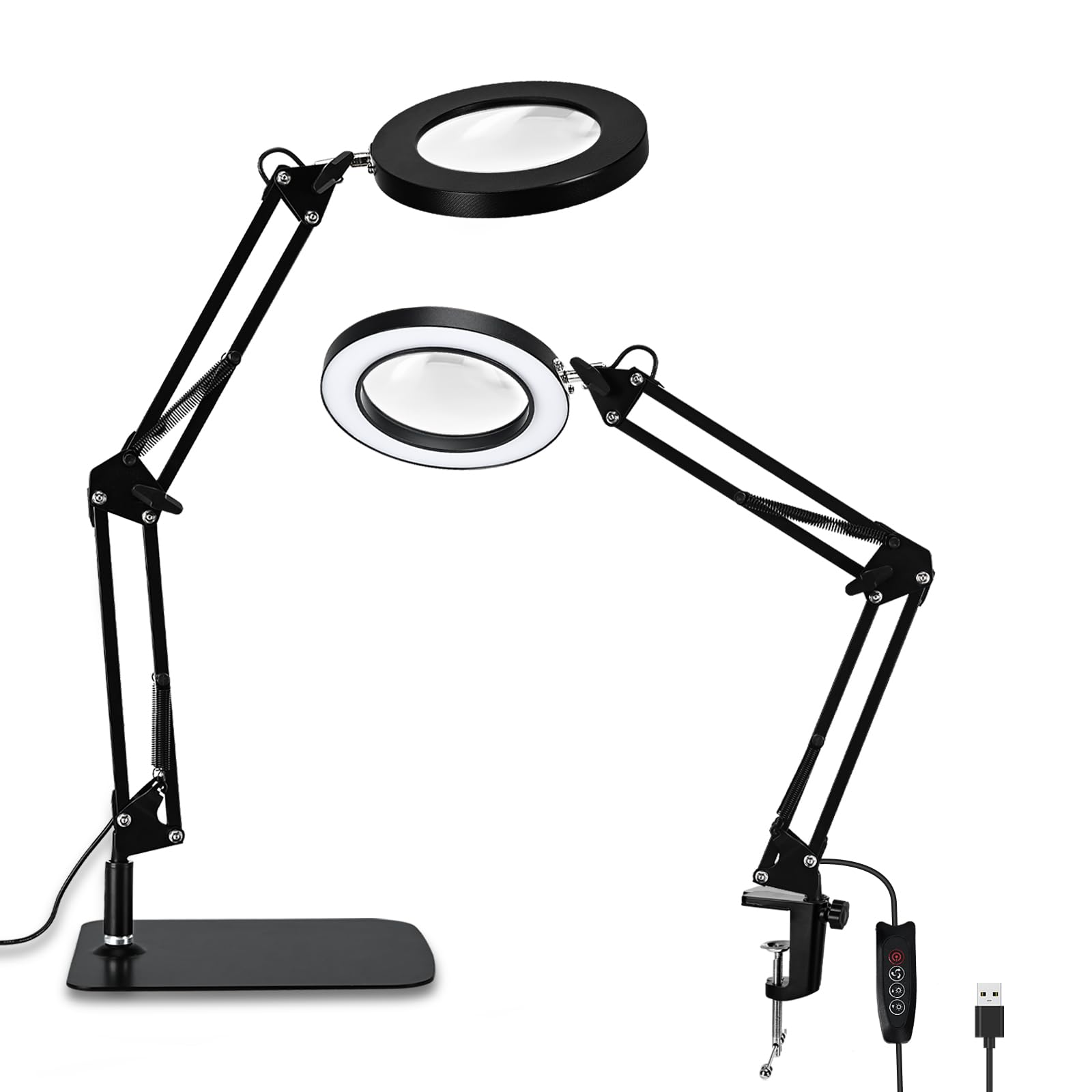 Loupe éclairée par LED avec support de table et pince ajustable x10