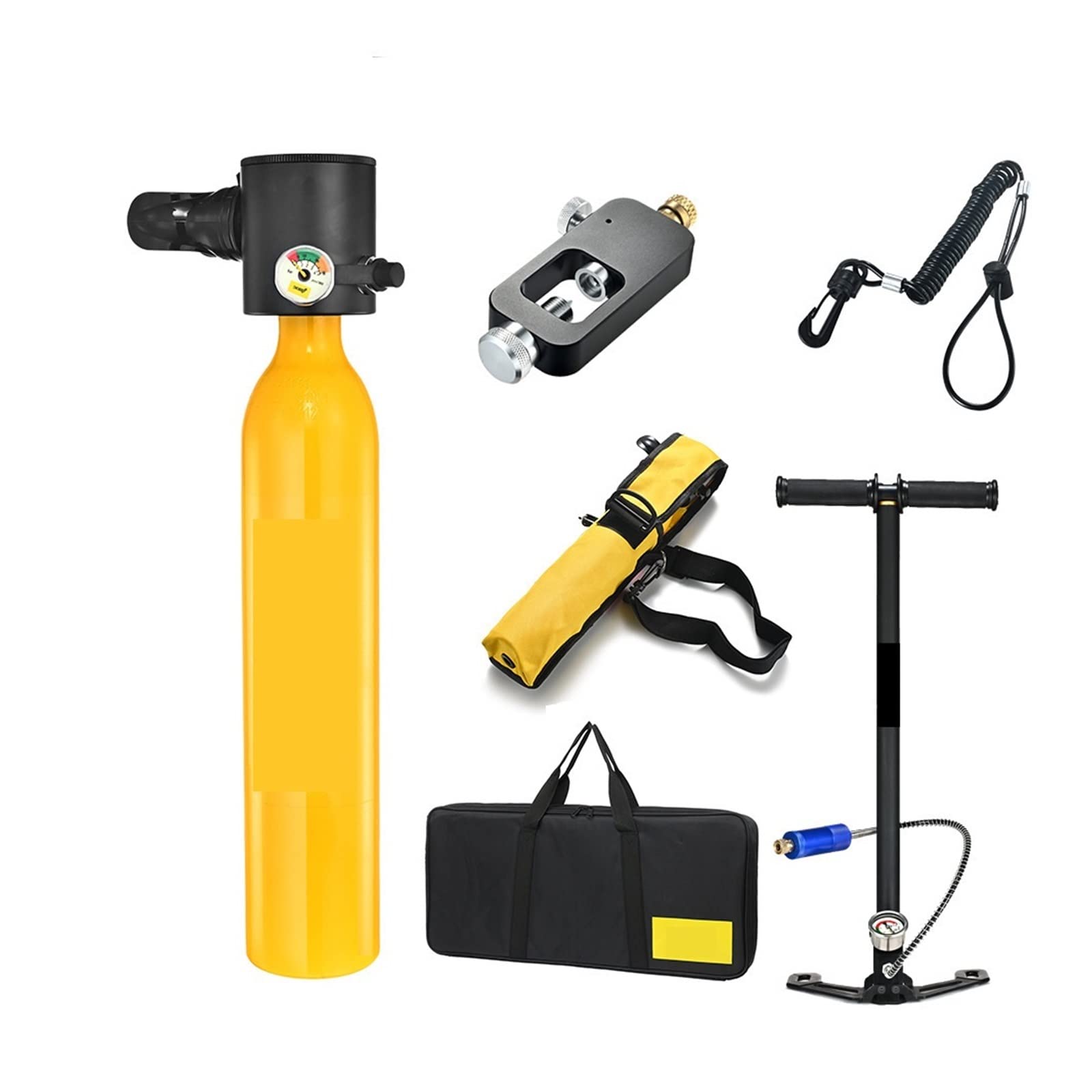 Portable Dive Cylinder, 0.5L New Mini Oxygen Bottle Diving Teaching Underwater Breathing Equipment(Giallo)