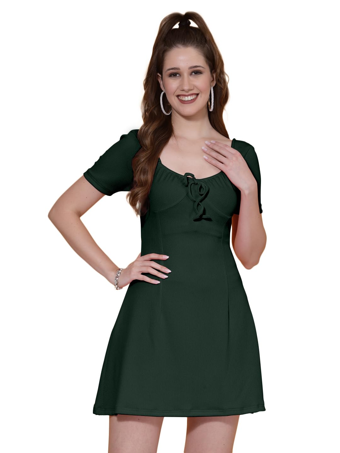 Oomph! Women's Western & Fusion Wear Dresses For Women Green - Md788