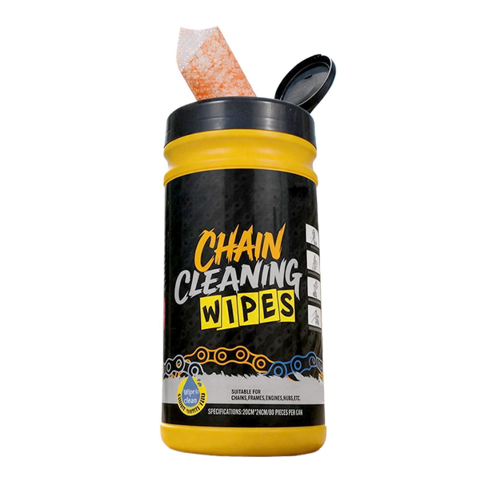 Nettoyant pour la Chaîne de Bicyclette 80 Lingettes - Dégraissage en | Outil de Nettoyage de Chaîne Pour Moto, Transmission, Roue Libre, Conduite en Plein Air, Voyage et Aventure