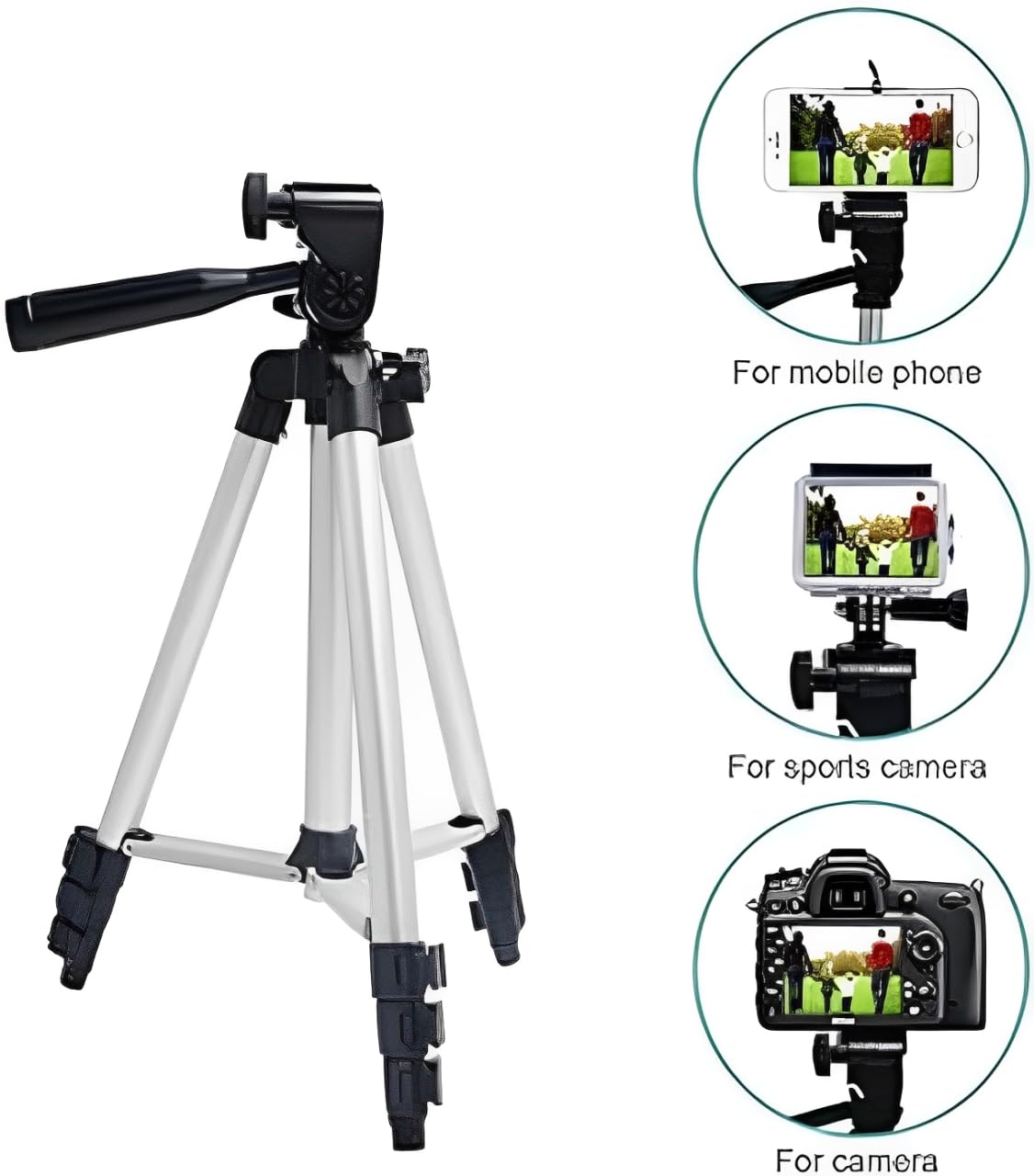 Treppiede Fotocamera Leggero Cavalletto Allungabile Alluminio con Livella Regolabile Estendibile per Macchina Fotografica digitale Videocamera Treppiedi Camera per Canon Nikon Supporto Smartphone