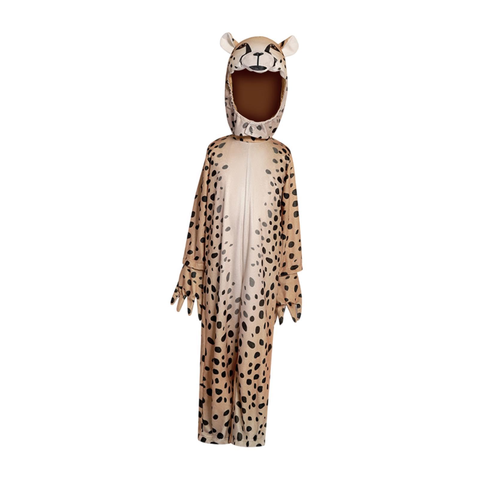 Costume da Ghepardo Abbigliamento da Palco Vestito di Carnevale Completo da Mascherata Travestimento per Gioco Creativo Adatto per Festival E F, L