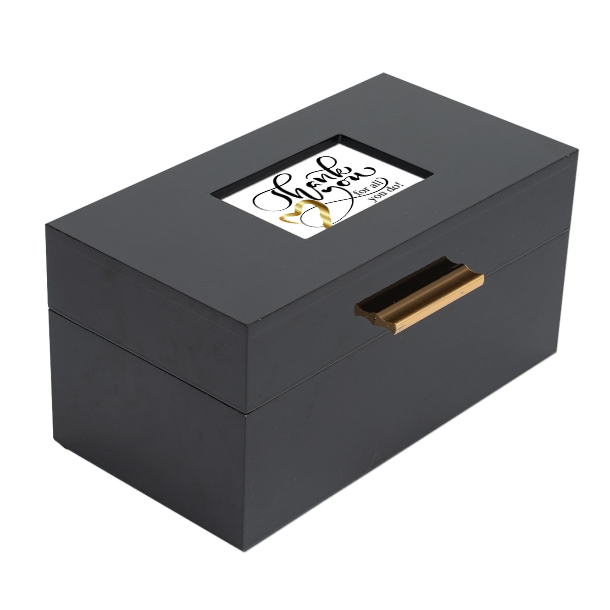 Cottage GardenThank You For All That You Do Gold Handled Black MDF Keepsake Box With Photo Frame