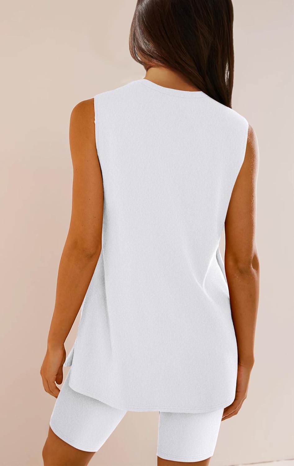 AGSEEM Shorts Sets Women 2 Piece Outfits Summer Sleeveless Tunic Top Crewneck Shorts Lounge Sets Beach Fashion Vacation - Image 3