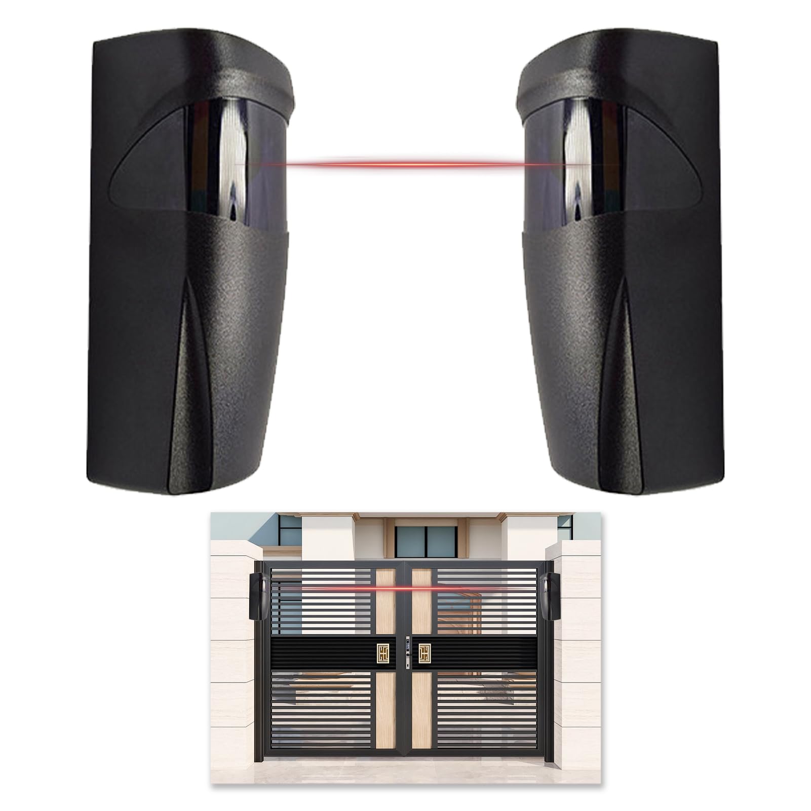 Fotocélulas Infrarrojos Universales, Fotocelula Sensor Puerta Garaje, para Automatización de Puertas y Cancelas de Garaje, Ajustables 180°, Protección IP55, con Filtro Solar, Compatible AC/DC 12-24V