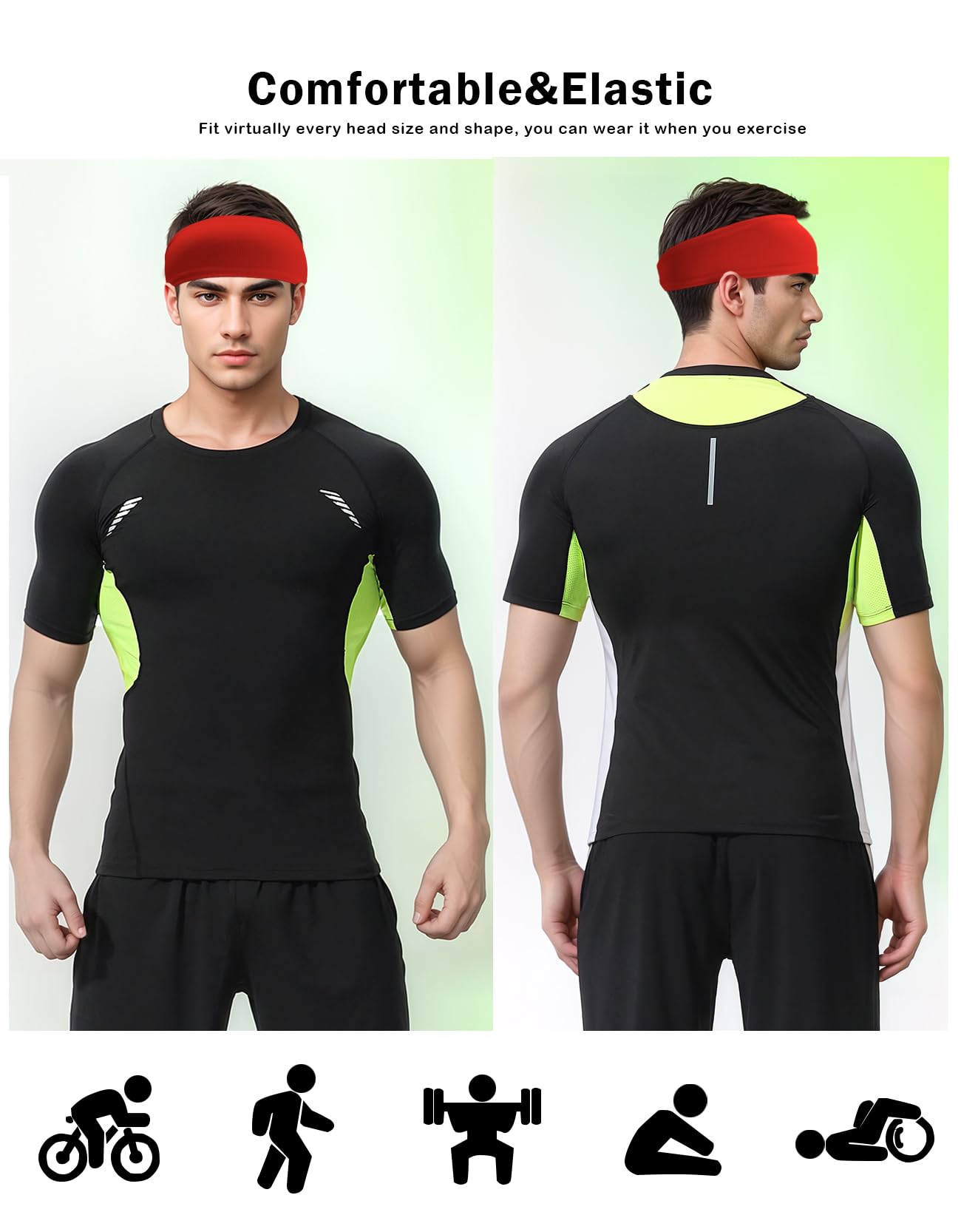 Diademas para hombres y mujeres, diadema antideslizante para el sudor, deportes, correr, ciclismo, yoga, baloncesto, entrenamiento, fútbol americano