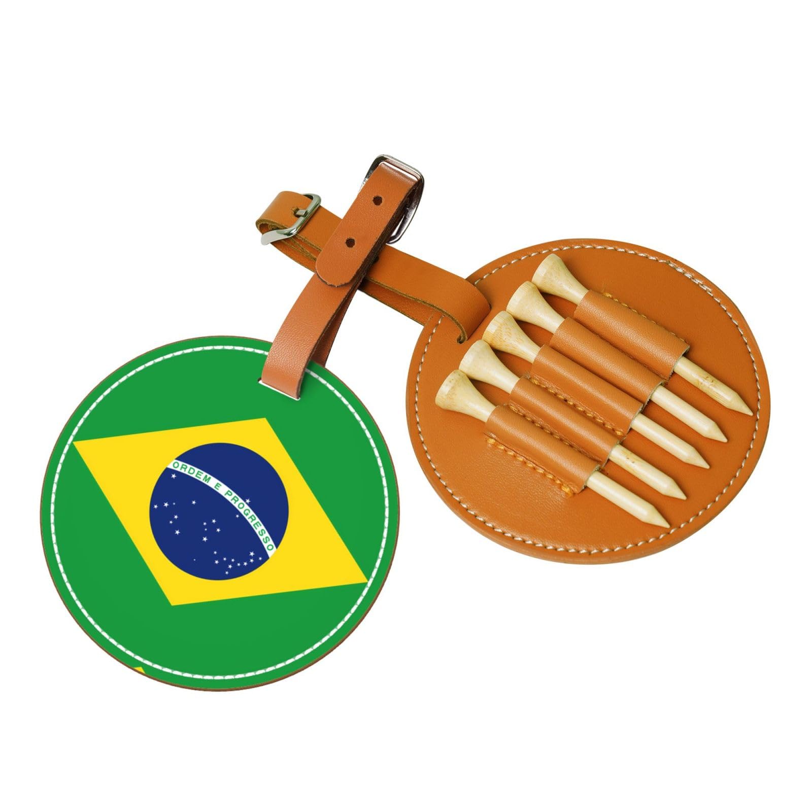 WXXWXD Brazilian flag Printed Golf Tee Storage Bag - Portable Storage, Easily Organize Tees
