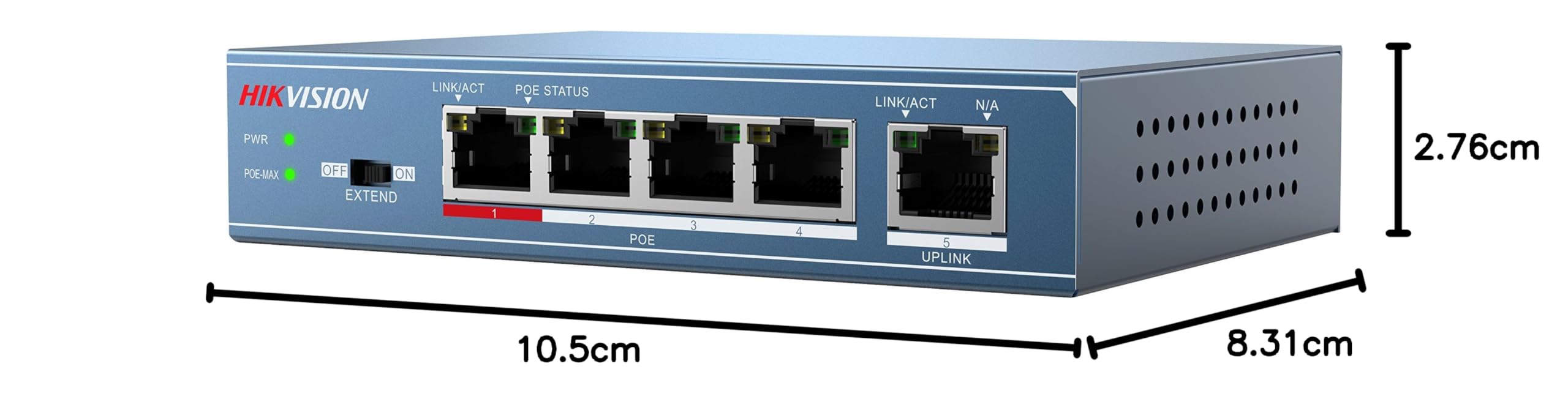 Hikvision DS-3e0105p E | Commutateur PoE 5 Ports 10/100 Mbps | IEEE 802.3 at et IEEE 802.3 AF | Power Over Ethernet