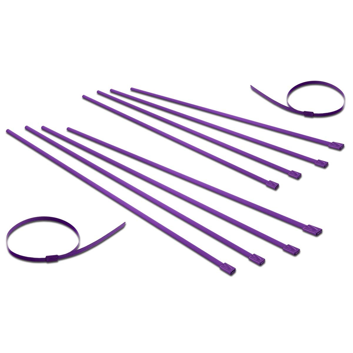 10pcs 12 inches 300mm Long Stainless Steel Wrap/Cable Zip Tie (Purple)