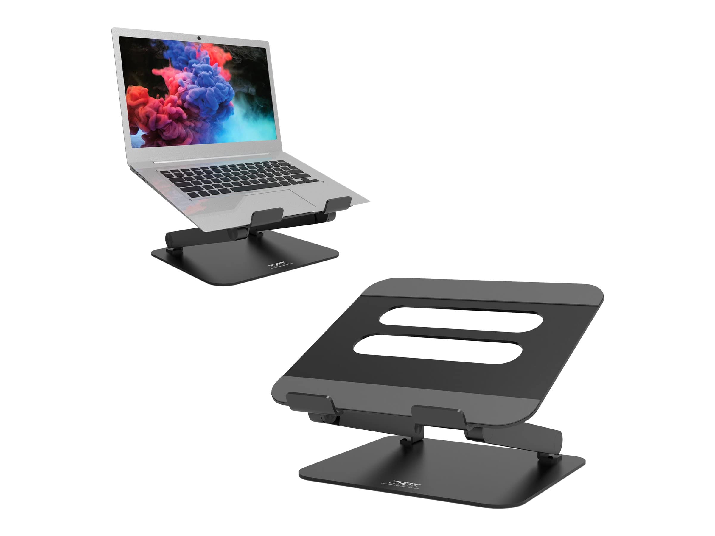 Port Connect Support Ergonomique Ajustable pour Ordinateur Portable de 10 à 15.6 Pouces Aluminium Ultra résitant et antidérapant Noir