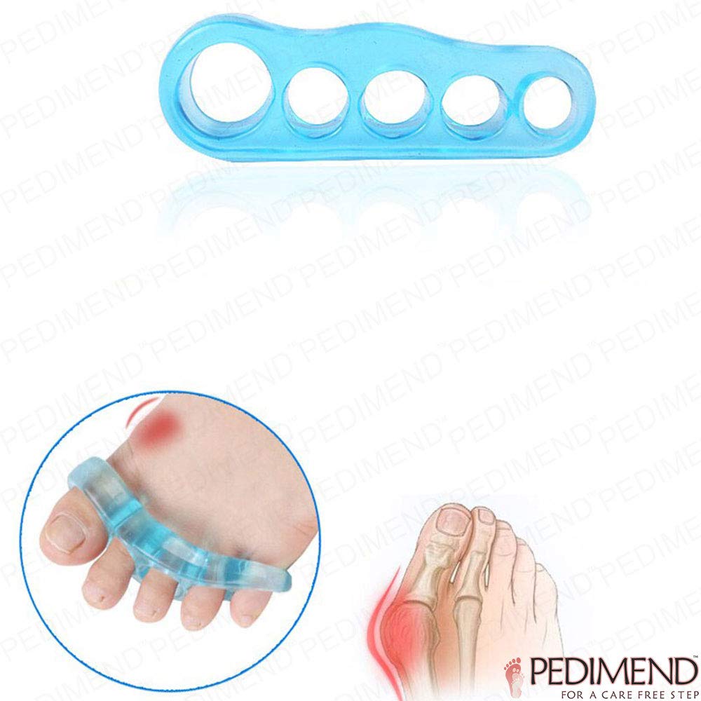 6 Silicone Gel Toe Separator / Correction Roller with Five Sizes of Pedimend - Hallux Valgus Foot Holder - Reduces Foot Discomfort, Reduces Pressure & Friction – UNISEX - Foot Care - L